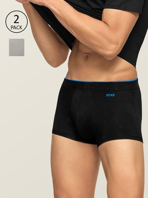 XYXX Black & Grey Skinny Fit Trunks (Pack of 2)-picture-27