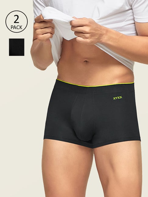 XYXX Grey & Black Skinny Fit Trunks (Pack of 2)-picture-34
