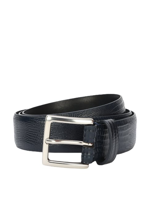 Buy Louis Philippe Black Textured Wide Belt for Men at Best Price