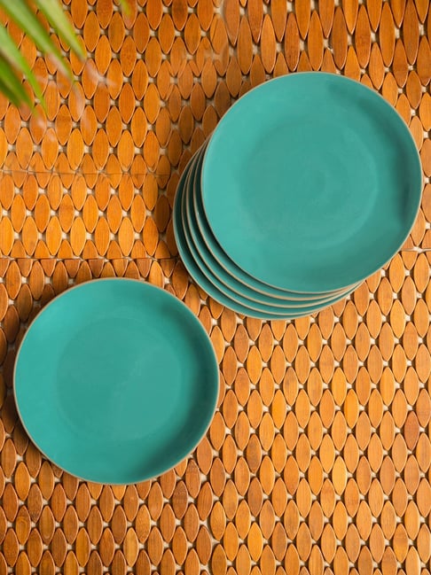 ExclusiveLane 'Earthen Turquoise' Hand Glazed Dinner Plates In Ceramic (Set of 6, Microwave Safe)-picture-32