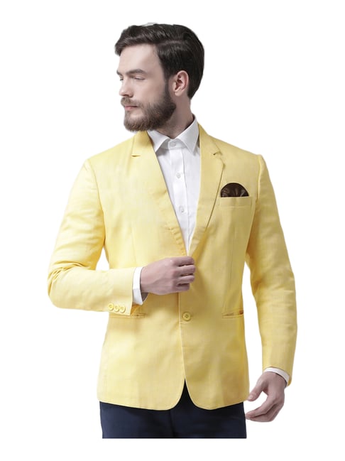 Buy Hang Up Yellow Linen Regular Fit Blazer for Mens Online Tata