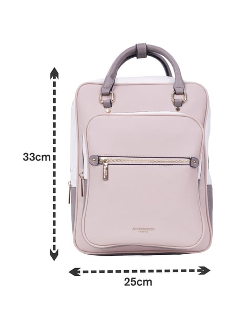 Accessorize London Women's Faux Leather Pink Color Block Multi Pocket  Harriet Backpack