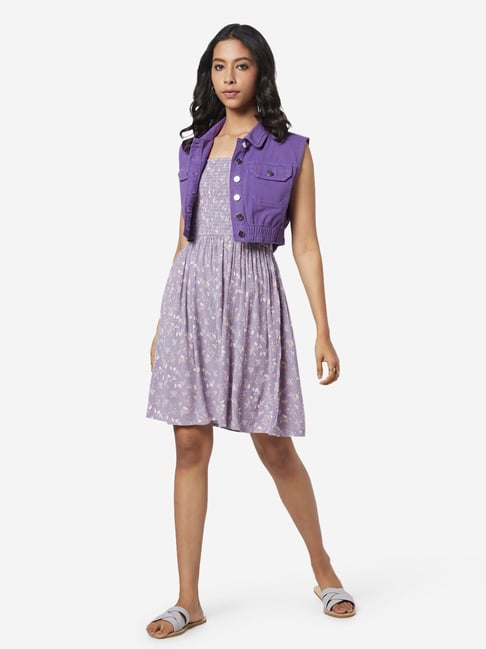 Buy Nuon by Westside Purple Denim Cropped Jacket Online at best