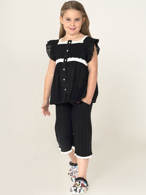 Cherry Crumble by Nitt Hyman Kids Black Solid Dainty Nightsuit-picture-37
