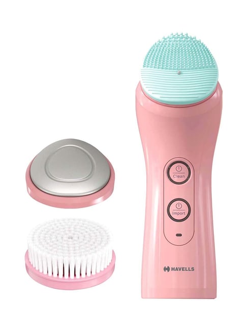 Havells SC5070 Facial Cleanser with 3 Heads for Exfoliation (Pink)