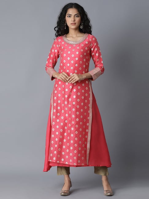 Wishful by W Coral Round Neck Printed Kurta-picture-47