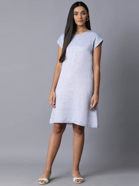 W Blue Above knee A-Line dress Price in India