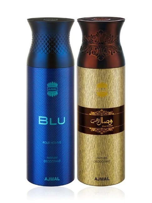Ajmal Blu Homme & Wisal Dhahab Deodorant Spray for Men  - Pack of 2-picture-18