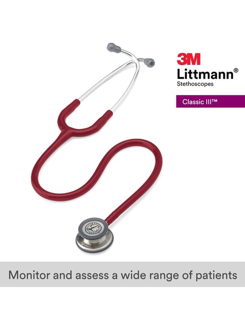 3M Littmann Classic III Monitoring Stethoscope, Burgundy Tube, 27 inch