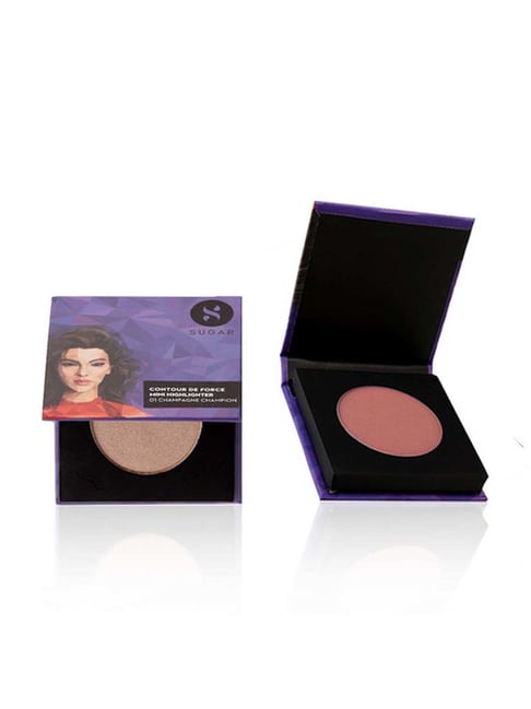 sugar cosmetics contour de force mini blush & contour de force mini highlighter set