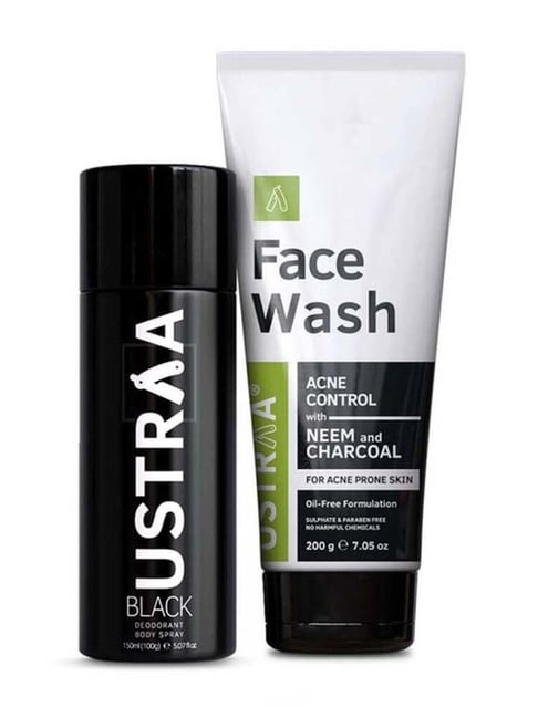 Ustraa Black Deodorant & Face Wash Neem and Charcoal