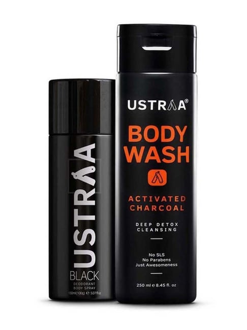Ustraa Black Deodorant & Activated Charcoal Body Wash