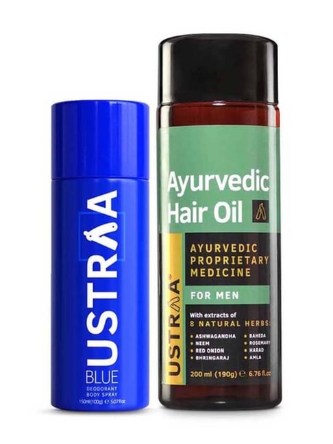 Ustraa Blue Deodorant & Ayurvedic Hair Oil