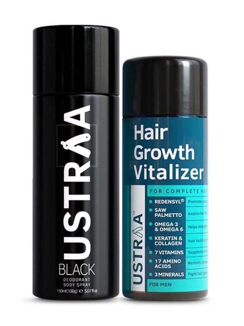 Ustraa Black Deodorant Body Spray & Hair Growth Vitalizer