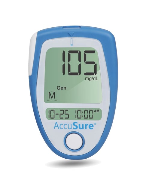 Accusure Blue Glucometer Machine With 25 Test Strips (Black)