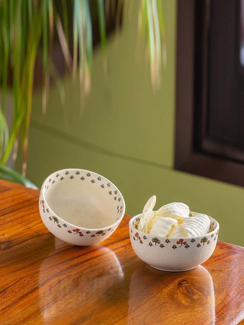 ExclusiveLane Daawat-e-Taj White Ceramic Serving Bowls 580 ml - Set of 2-picture-37