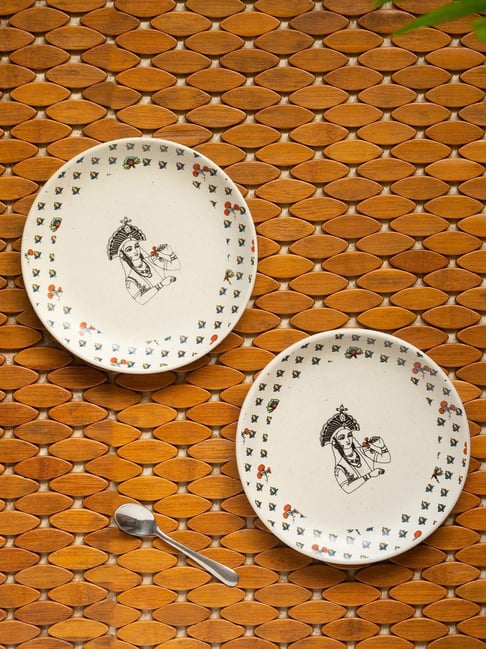 ExclusiveLane Daawat-e-Taj White Ceramic Quarter Plates - Set of 2-picture-34