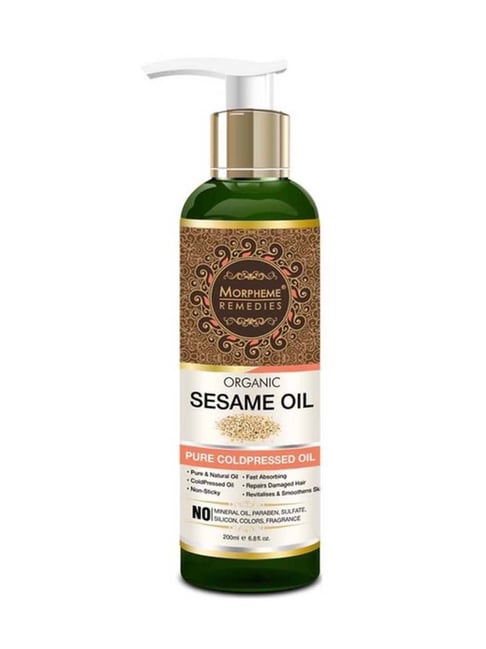 Morpheme Remedies Organic Sesame Pure Cold Pressed Oil for Hair, Body, Skin Care, Massage - 200 ml