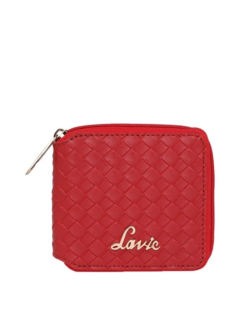 Lavie Bot  Pro Red Textured Zip Around Wallet for Women