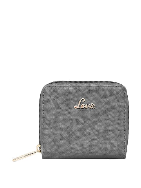 Lavie Rally Pro Grey Solid Zip Around Wallet for Women