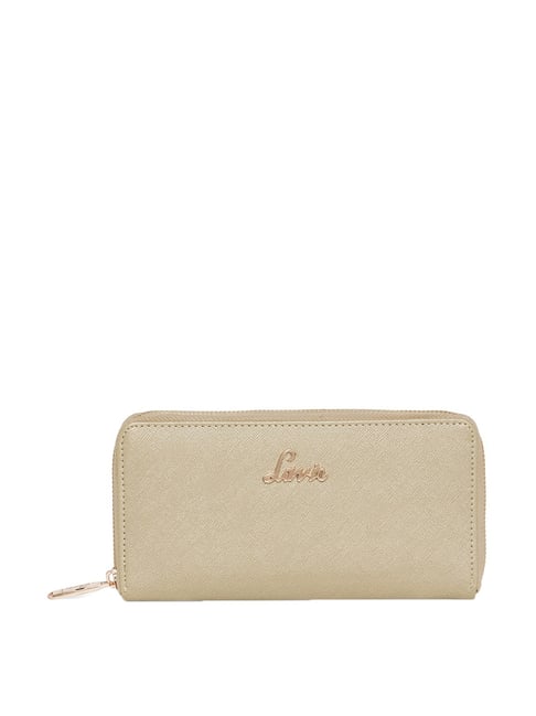 Lavie Sufi Metalic Pro Pearl Gold Solid Zip Around Wallet for Women