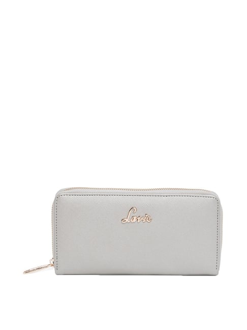 Lavie Sufi Metalic Pro Silver Solid Zip Around Wallet for Women