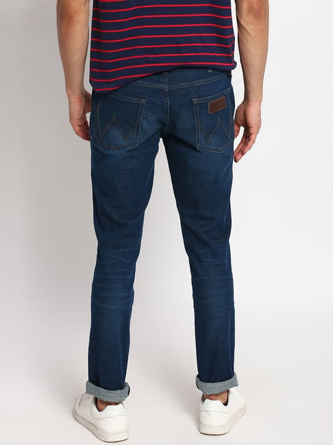 Buy Wrangler Navy Cotton Slim Fit Jeans for Mens Online @ Tata CLiQ