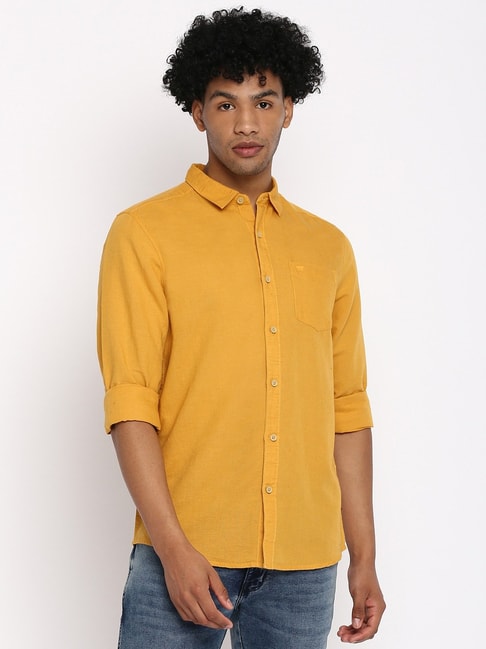 Buy Wrangler Yellow Slim Fit Shirt for Men Online @ Tata CLiQ
