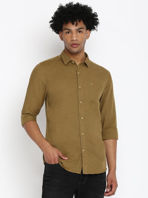 Buy Wrangler Olive Slim Fit Shirt for 