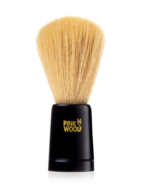 Pink Woolf Soft Synthetic Bristles Shaving Brush for Men Engineered Black Plastic Handle
