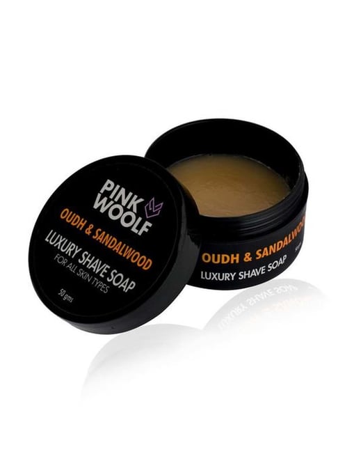 Pink Woolf Shaving Soap - Oudh & Sandalwood - 50 gm