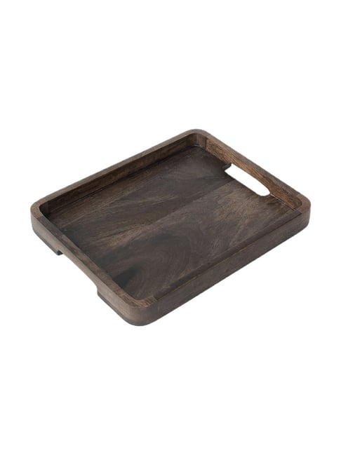 Buy Fabindia Inoki Smoke Grey Mango Wood Large Tray - Set of 1 at Best ...