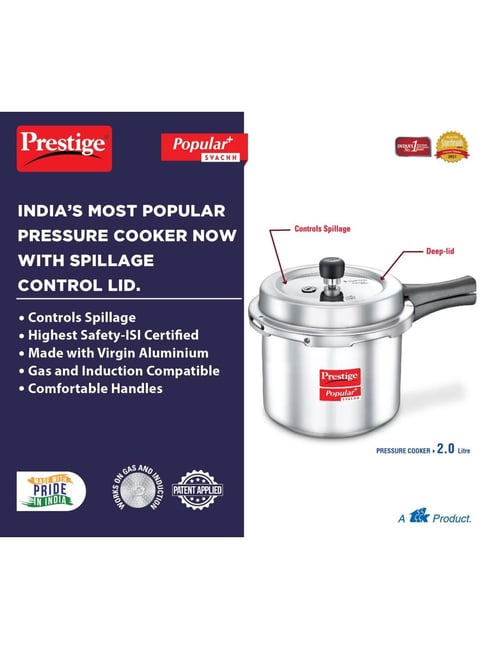 Buy Prestige Silver Aluminium Outer Lid Pressure Cooker 2 Litre