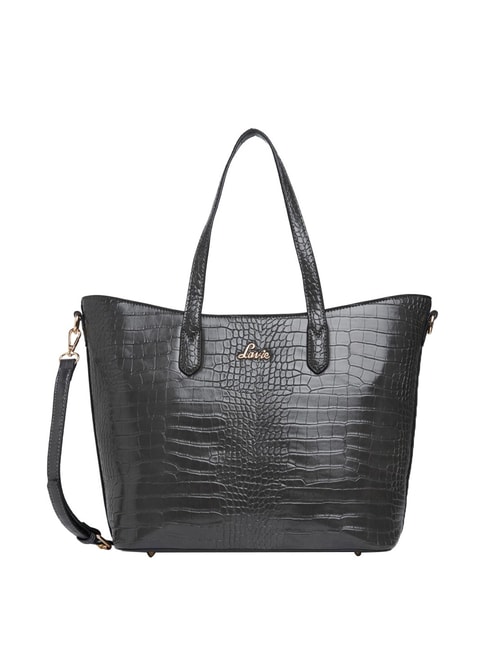 Lavie Hailon LG Black Textured Medium Tote Handbag Price in India