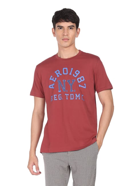 Aeropostale Red Cotton Regular Fit Printed T-Shirt - Flexi Collection