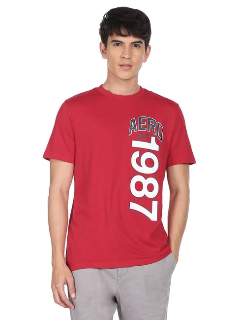 Aeropostale Red Cotton Regular Fit Printed T-Shirt - Flexi Collection