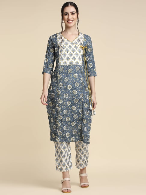 Anubhutee Blue Printed Kurta Pant Set Price in India