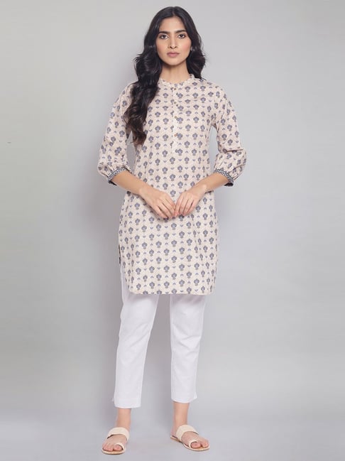 W Brown Printed Kurta