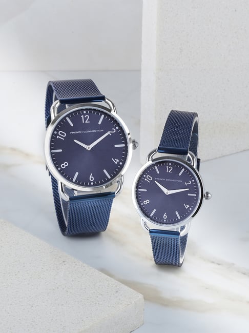 French Connection Analog Blue Dial Pair Watch - FCN00011B