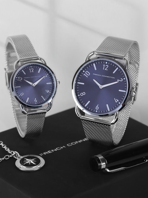 French Connection Analog Blue Dial Pair Watch - FCN00011A
