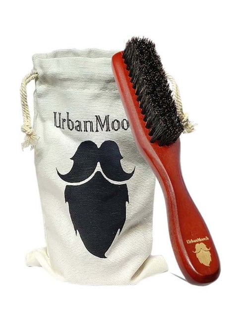 UrbanMooch 100% Boar Bristle Beard Brush with Grass Tree Wooden Handle