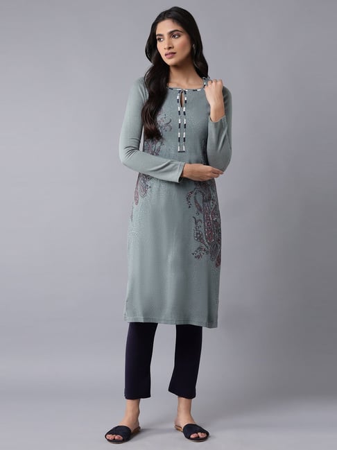 Buy W Grey Embroidered Straight Kurta for Women Online @ Tata CLiQ