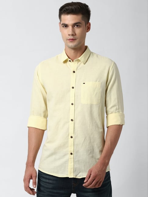 Peter england best sale yellow shirt