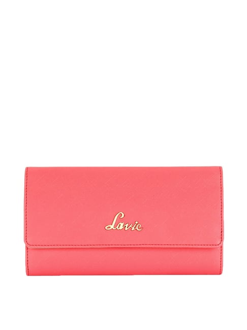 Lavie Trifiano Pink Solid Tri-Fold Wallet for Women