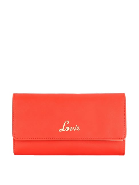 Lavie Trifiano Orange Solid Tri-Fold Wallet for Women