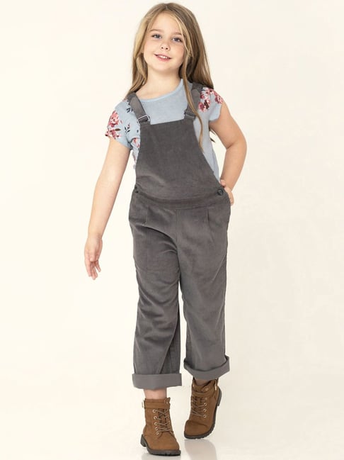 Cherry Crumble By Nitt Hyman Kids Dark Grey Cotton Dungaree