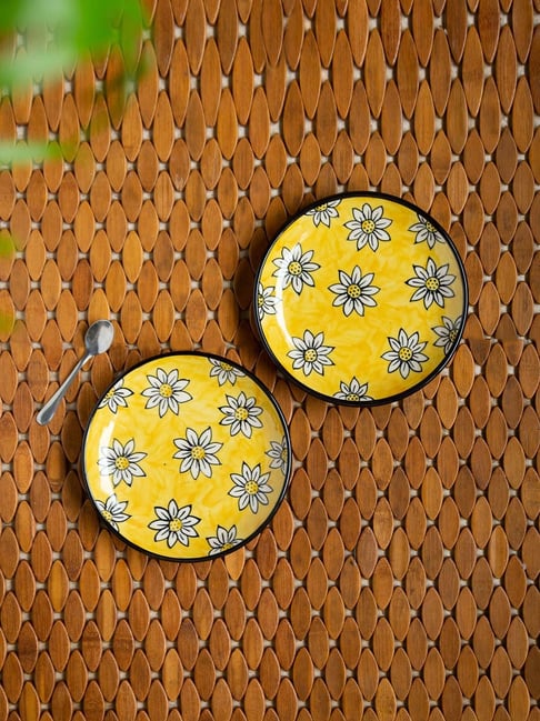 ExclusiveLane Californian Sunflowers Hand-Painted Ceramic Side/Quarter Plates (Set Of 2, 7 Inches)-picture-48