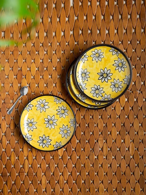 ExclusiveLane Californian Sunflowers Hand-Painted Ceramic Side/Quarter Plates (Set Of 4, 7 Inches)-picture-44