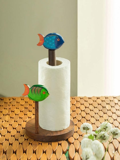 ExclusiveLane Multicolor Sheesham Wood Fish Napkin Holder - Set of 1