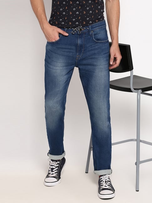 Lee Blue Slim Fit Lightly Washed Jeans